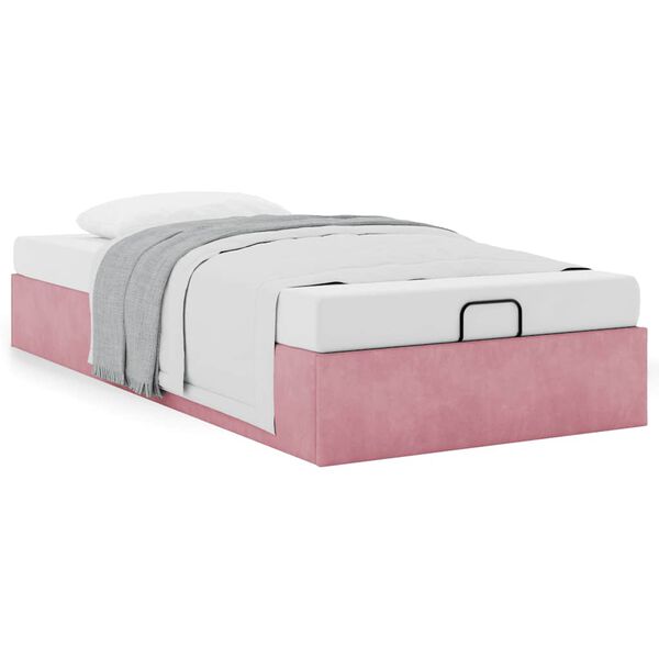 vidaXL Cadre de lit ottoman sans matelas rose 90x190 cm velours