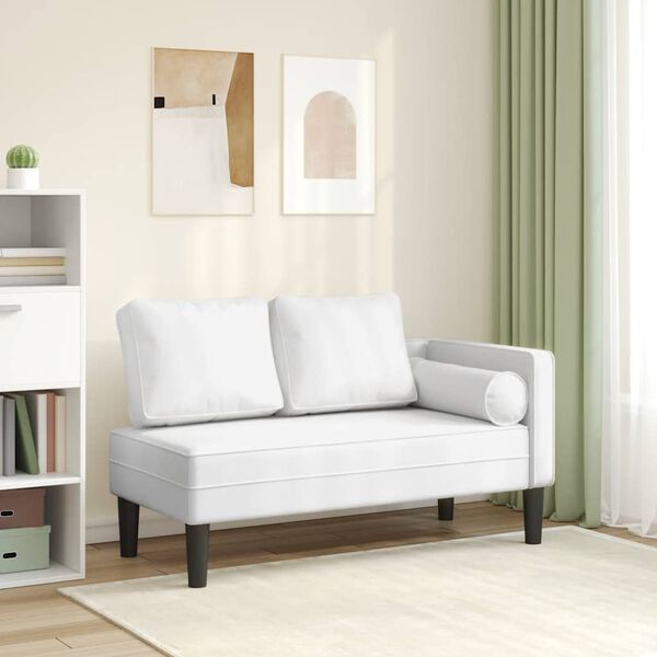 vidaXL Chaise longue avec coussins blanc similicuir