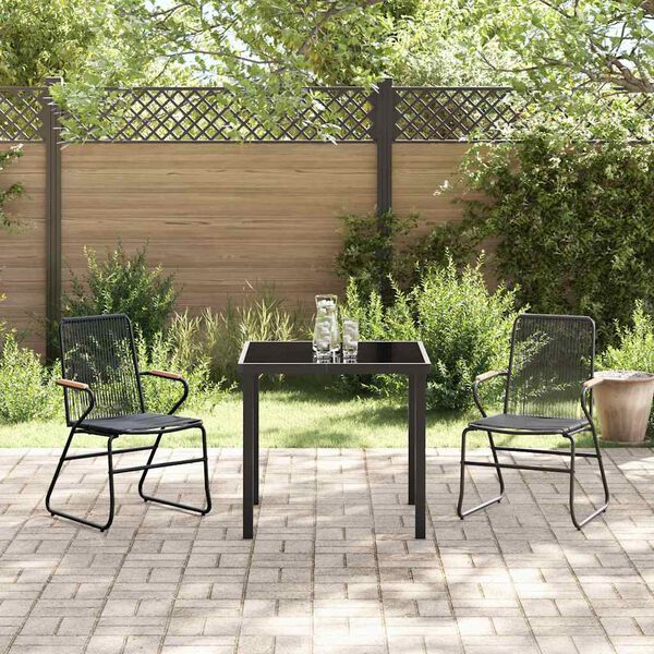 vidaXL Ensemble de salle &agrave; manger pour jardin 3 pcs Noir