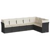 vidaXL Salon de jardin 7 pcs avec coussins noir r&eacute;sine tress&eacute;e
