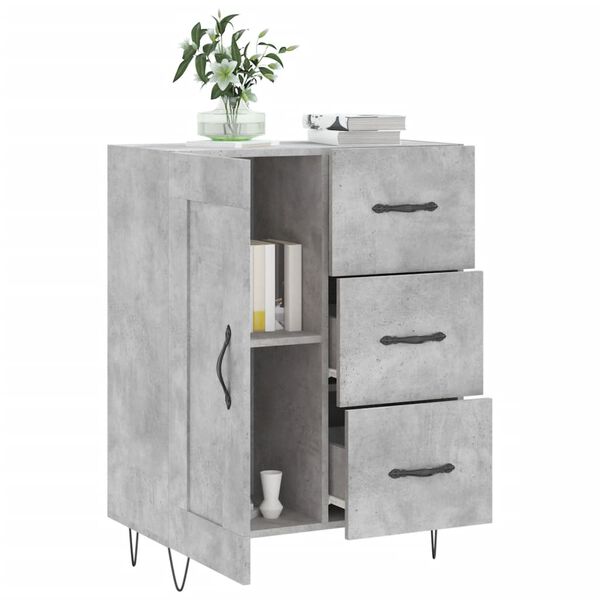 vidaXL Buffet gris b&eacute;ton 69,5x34x90 cm bois d'ing&eacute;nierie
