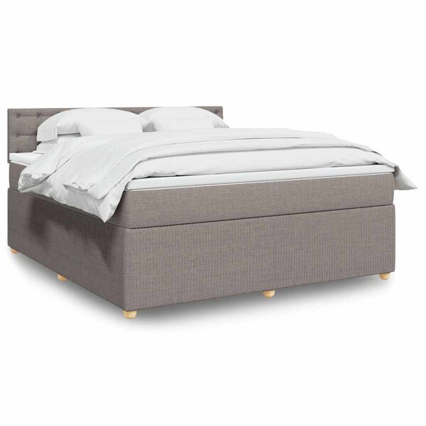 vidaXL Sommier &agrave; lattes de lit avec matelas Taupe 180x200 cm Tissu