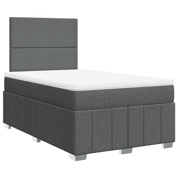 vidaXL Sommier &agrave; lattes de lit avec matelas Gris fonc&eacute; 120x200cm Tissu