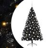 vidaXL Sapin de No&euml;l artificiel pr&eacute;-&eacute;clair&eacute; Noir 180 cm PVC