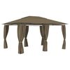 vidaXL Chapiteau de jardin avec rideaux 4x3 m Taupe 180 g/m&sup2;