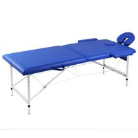 vidaXL Table de massage pliable Bleu 2 zones avec cadre en aluminium