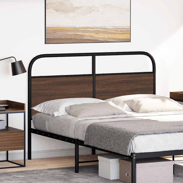 vidaXL T&ecirc;te de lit de remplacement ch&ecirc;ne marron 120 cm acier et bois d'ing&eacute;nierie