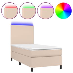 vidaXL Sommier &agrave; lattes de lit avec matelas et LED Cappuccino 80x200cm