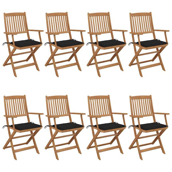 vidaXL Chaises pliables de jardin lot de 8 avec coussins Bois d'acacia