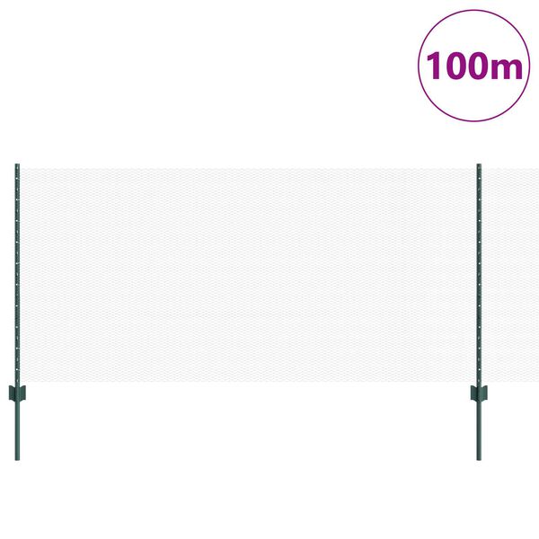 vidaXL Cl&ocirc;ture avec poteau Vert 1 x 100 m Acier et PVC