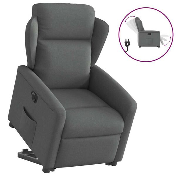 vidaXL Fauteuil inclinable &eacute;lectrique gris fonc&eacute; tissu