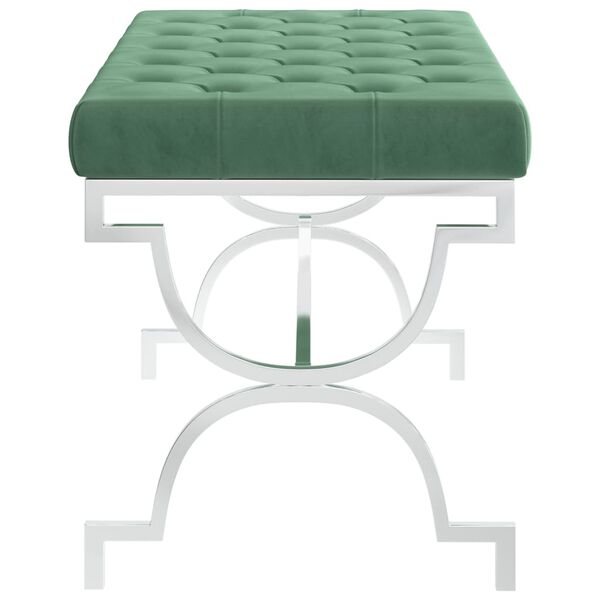 vidaXL Banc 99 cm Vert fonc&eacute; Velours et acier inoxydable