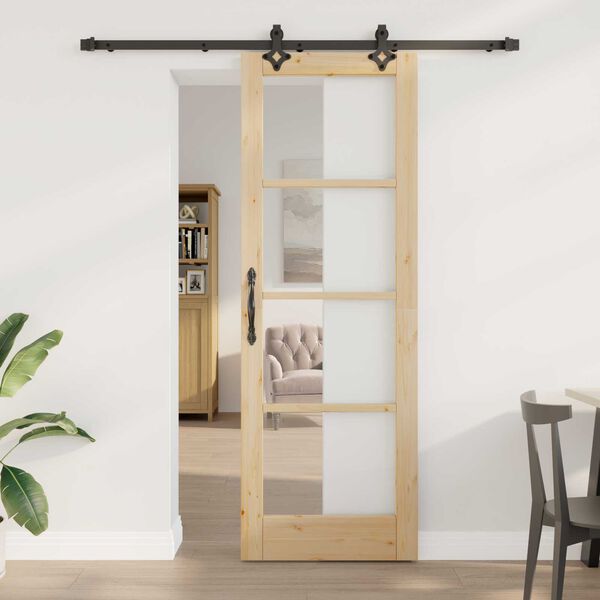 vidaXL Porte coulissante ORKDAL Naturel et Noir 73,5 x 211 cm