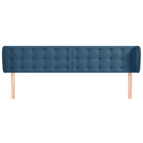 vidaXL T&ecirc;te de lit avec oreilles Bleu fonc&eacute; 203x23x78/88 cm Velours