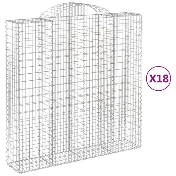 vidaXL Paniers &agrave; gabions arqu&eacute;s 18 pcs 200x50x200/220 cm Fer galvanis&eacute;