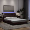 vidaXL Cadre de lit avec LED sans matelas Hvar marron fonc&eacute; 140x190cm tissu