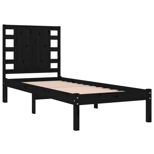 vidaXL Cadre de lit sans matelas noir 100x200 cm bois massif de pin