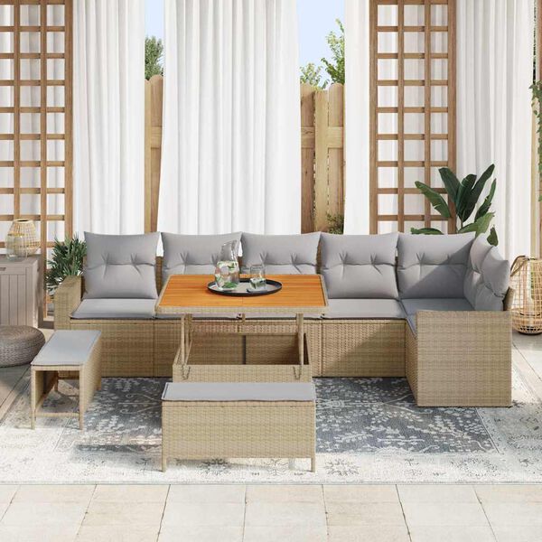 vidaXL Ensemble de canap&eacute; de jardin 9 pcs beige et gris clair
