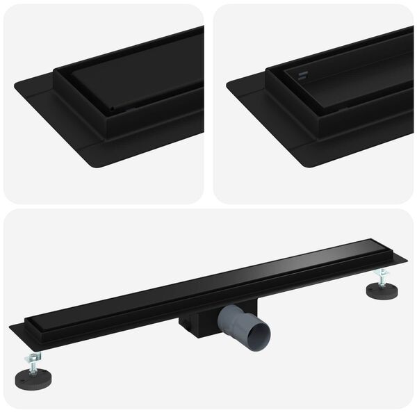 vidaXL 2 en 1 Drain de Douche Noir 80 cm Acier Inox 304