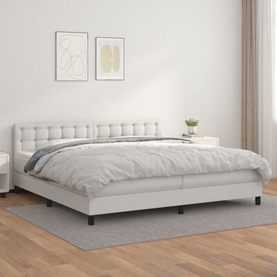vidaXL Sommier à lattes de lit avec matelas Blanc 200x200cm Similicuir