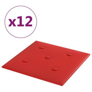 vidaXL Panneaux muraux 12pcs Rouge bordeaux 30x30cm Similicuir 1,08 m&sup2;