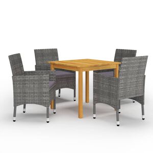 vidaXL Ensemble &agrave; manger de jardin 5 pcs Gris