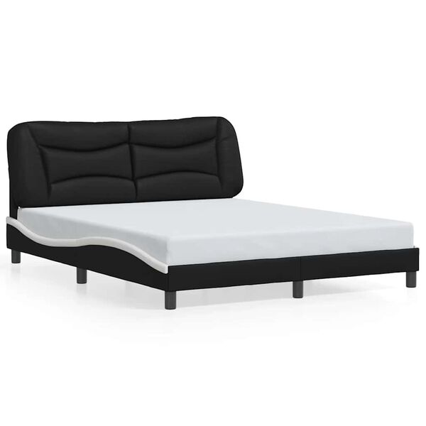 vidaXL Cadre de lit sans matelas Hvar noir et blanc 160x200 cm similicuir
