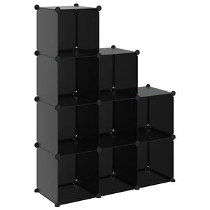 vidaXL Cubes de rangement 9 pcs Noir PP