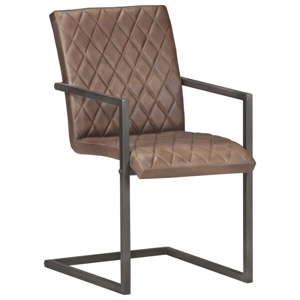vidaXL Chaises à manger cantilever lot de 2 marron cuir véritable
