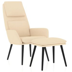 vidaXL Chaise de relaxation avec tabouret Cr&egrave;me Tissu