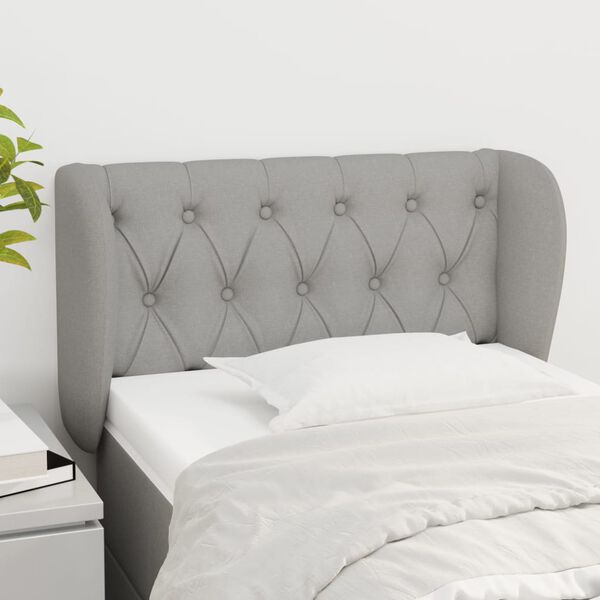 vidaXL T&ecirc;te de lit avec oreilles Gris clair 83x23x78/88 cm Tissu