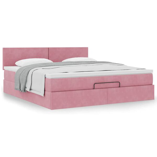 VidaXL Cadre de lit ottoman avec matelas rose 180x200 cm velours