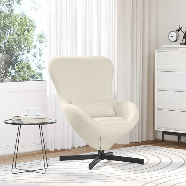 vidaXL Fauteuil &oelig;uf Cr&egrave;me 63 x 73 x 90 cm Velours