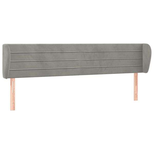 vidaXL T&ecirc;te de lit avec oreilles Gris clair 183x23x78/88 cm Velours