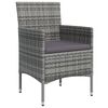 vidaXL Ensemble &agrave; manger de jardin coussins 7pcs Gris et noir