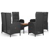 vidaXL Ensemble &agrave; manger de jardin coussins 5pcs Noir R&eacute;sine tress&eacute;e
