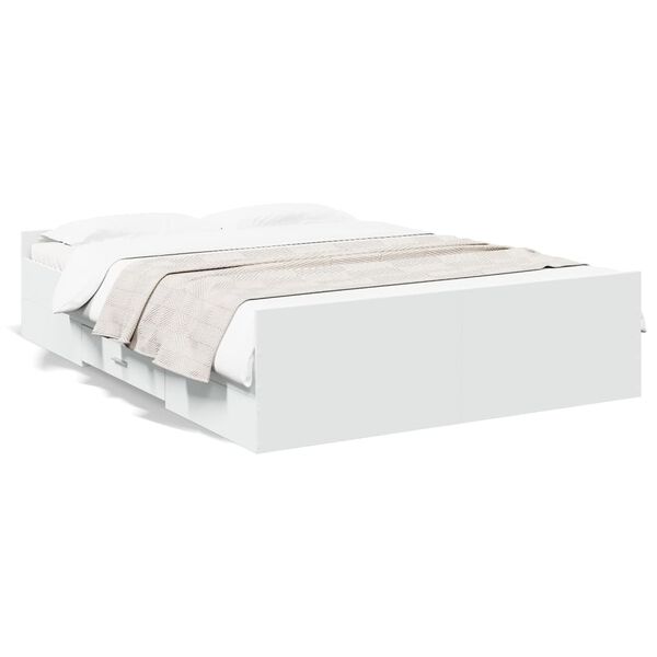 vidaXL Cadre de lit avec tiroirs sans matelas blanc 120x190 cm