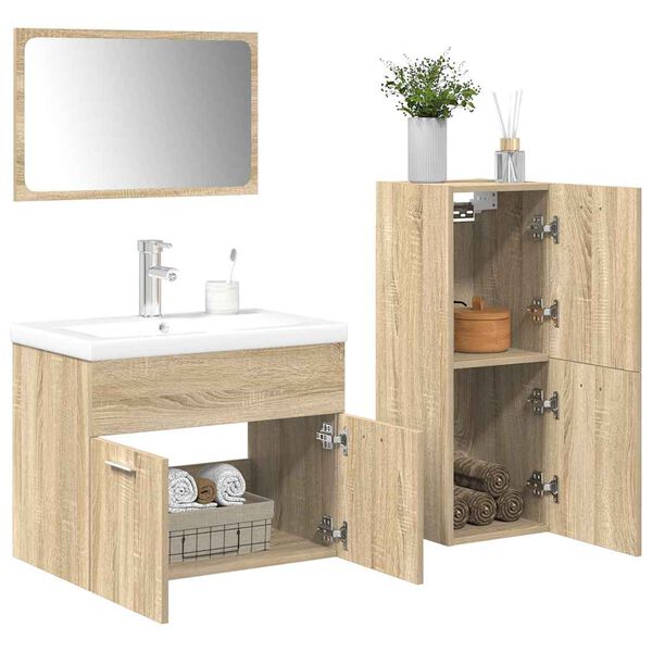 vidaXL Ensemble de meubles de salle de bain 4 pcs ch&ecirc;ne sonoma