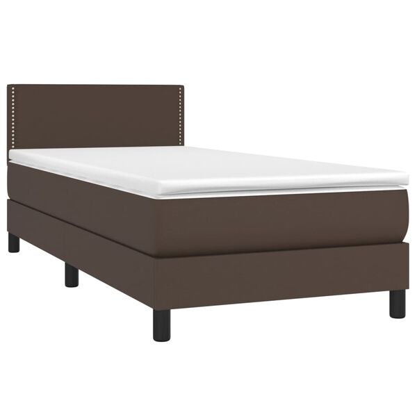 vidaXL Sommier &agrave; lattes de lit avec matelas et LED Marron 80x200 cm