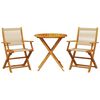 vidaXL Ensemble de bistro 3 pcs beige polypropyl&egrave;ne et bois massif