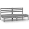 vidaXL Canap&eacute;s centraux de jardin 2 pcs gris bois de pin massif