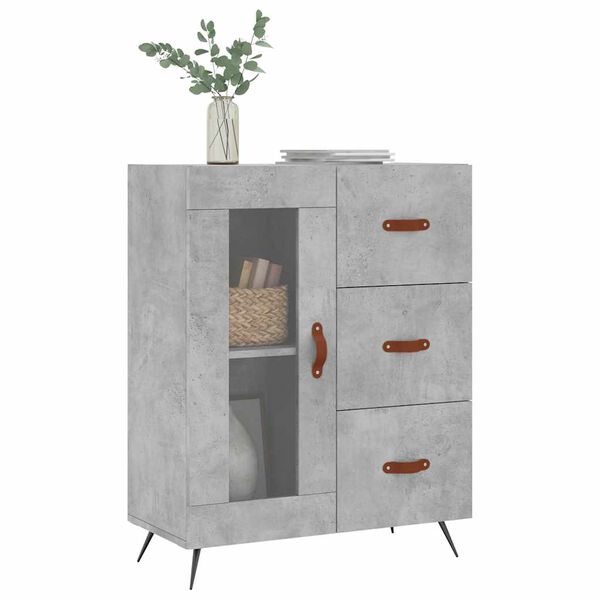 vidaXL Buffet gris b&eacute;ton 69,5x34x90 cm bois d'ing&eacute;nierie