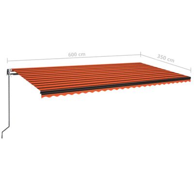 vidaXL Auvent rétractable automatique 600x350 cm Orange et marron