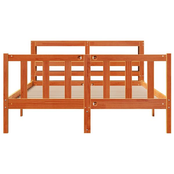 vidaXL Cadre de lit et t&ecirc;te de lit sans matelas cire marron 160x200 cm