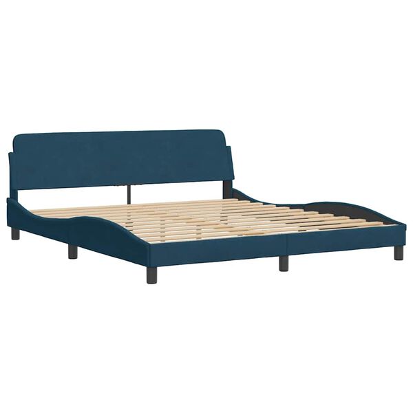 vidaXL Lit avec matelas bleu 180x200 cm velours