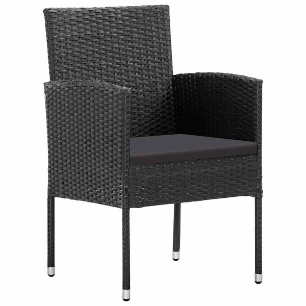 vidaXL Chaises de jardin avec coussins noir lot de 2 résine tressée