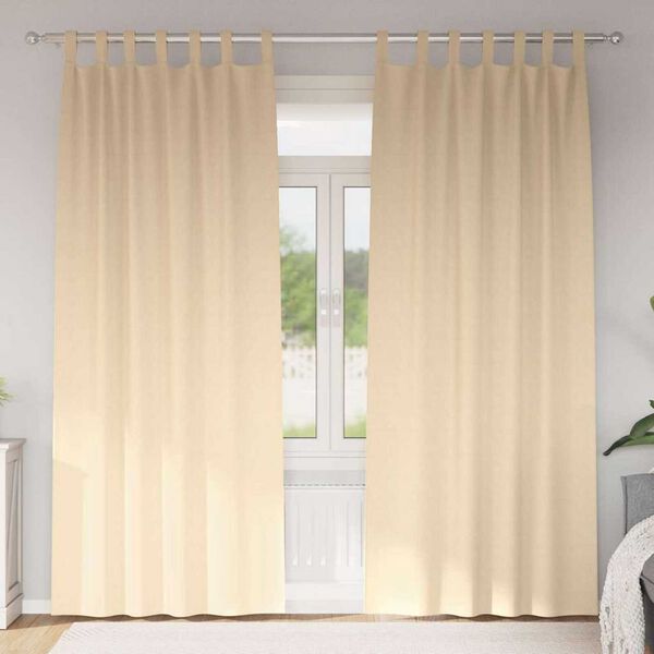 vidaXL Rideaux occultants avec anneaux 2 pcs Cr&egrave;me 245 x 140 cm