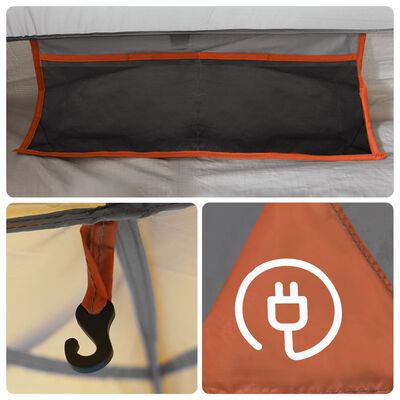 vidaXL Tente de camping de cabine 4 personnes gris orange imperméable