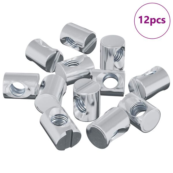 vidaXL &Eacute;crou &agrave; baril de meuble 12 pcs Zinc&eacute; M6 x 13 mm Fer