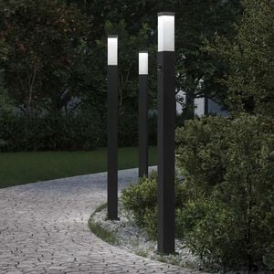 vidaXL Bornes lumineuses avec d&eacute;tecteur lot de 3 110 cm noir IP44